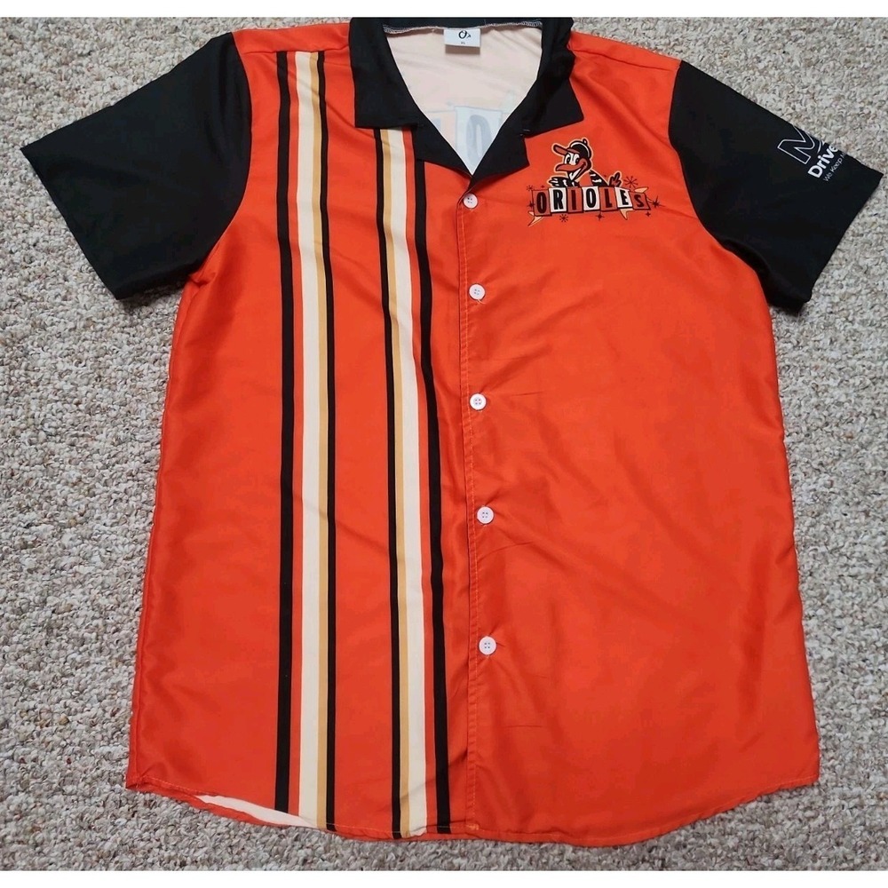 Baltimore Orioles Bowling Shirt Adult XL Orange SGA Throwback Logo Retro MLB